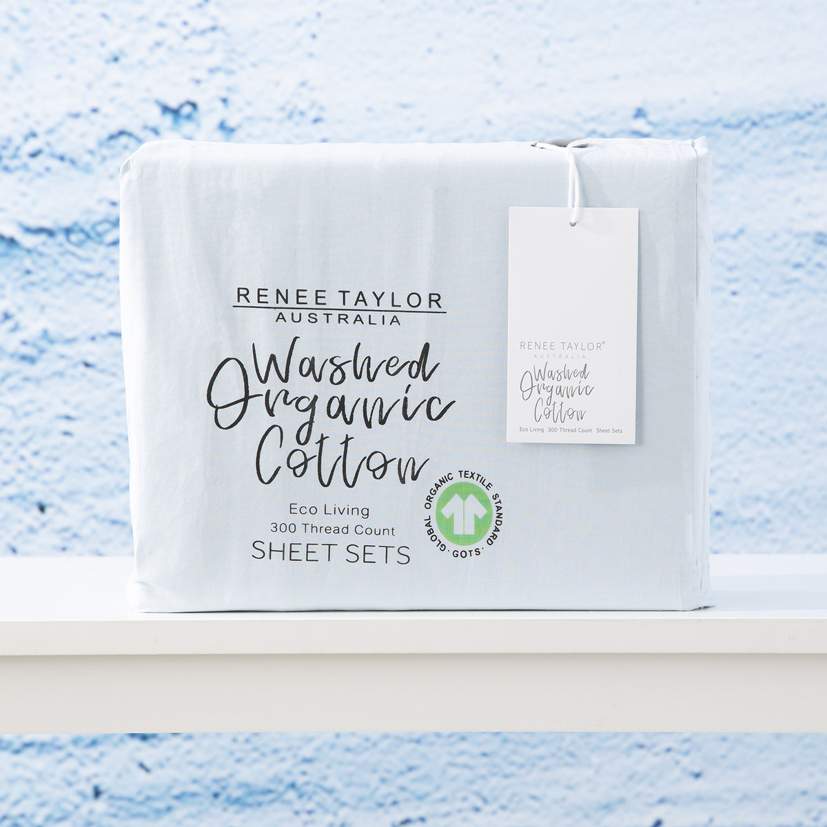Renee Taylor 300TC 100% Organic Cotton Sheet Sets King Single Baby Blue
