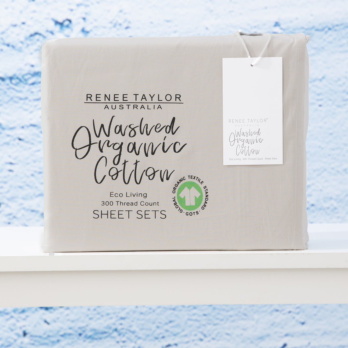 Renee Taylor 300TC 100% Organic Cotton Sheet Sets Mega King Moonbeam