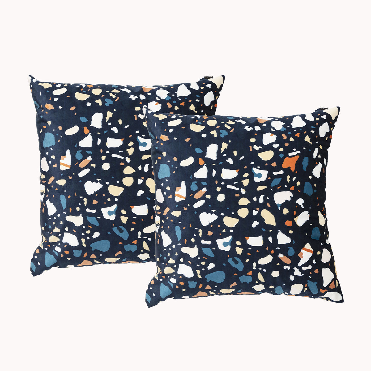 2pc Renee Taylor Poly Velvet Printed Filled Cushions 50x50cm Terazzo