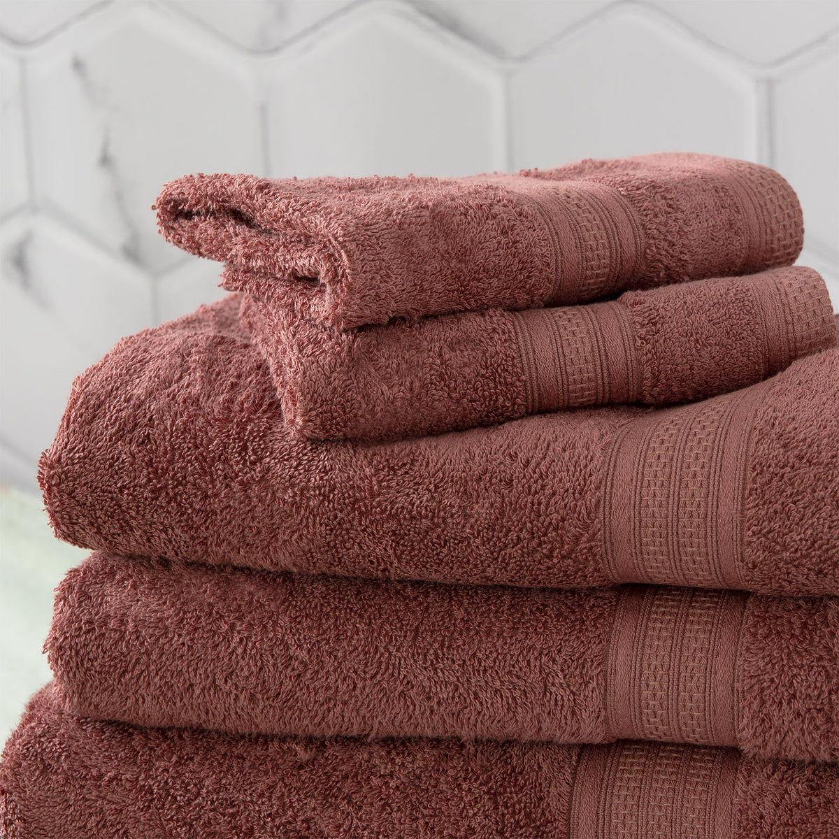 7pc Renee Taylor Stella 650GSM Super Soft Bamboo Cotton Towel Set Brick