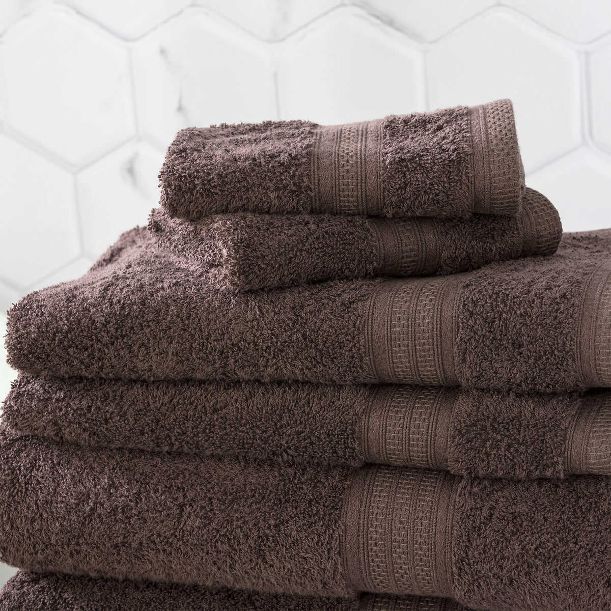 14pc Renee Taylor Stella 650GSM Super Soft Bamboo Cotton Towel Set Cocoa