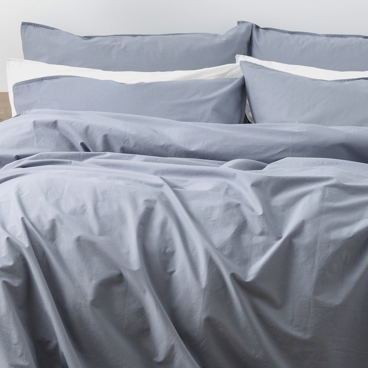 Renee Taylor Helena King Bed Vintage Stone Washed Quilt Cover Dusty Blue