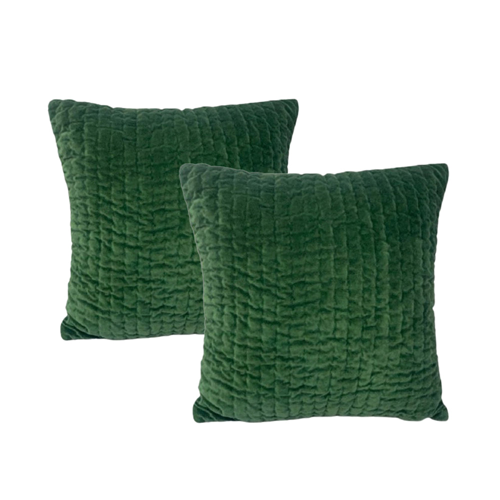 2pc Cloud Linen Minerva Velvet/Poly 50cm Embroidered Cushion Square Emerald