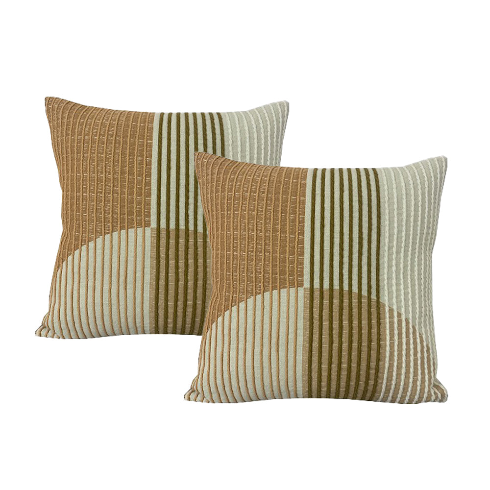 2pc Cloud Linen Morris Cotton/Poly 50cm Embroidered Cushion Set Sqr Rust