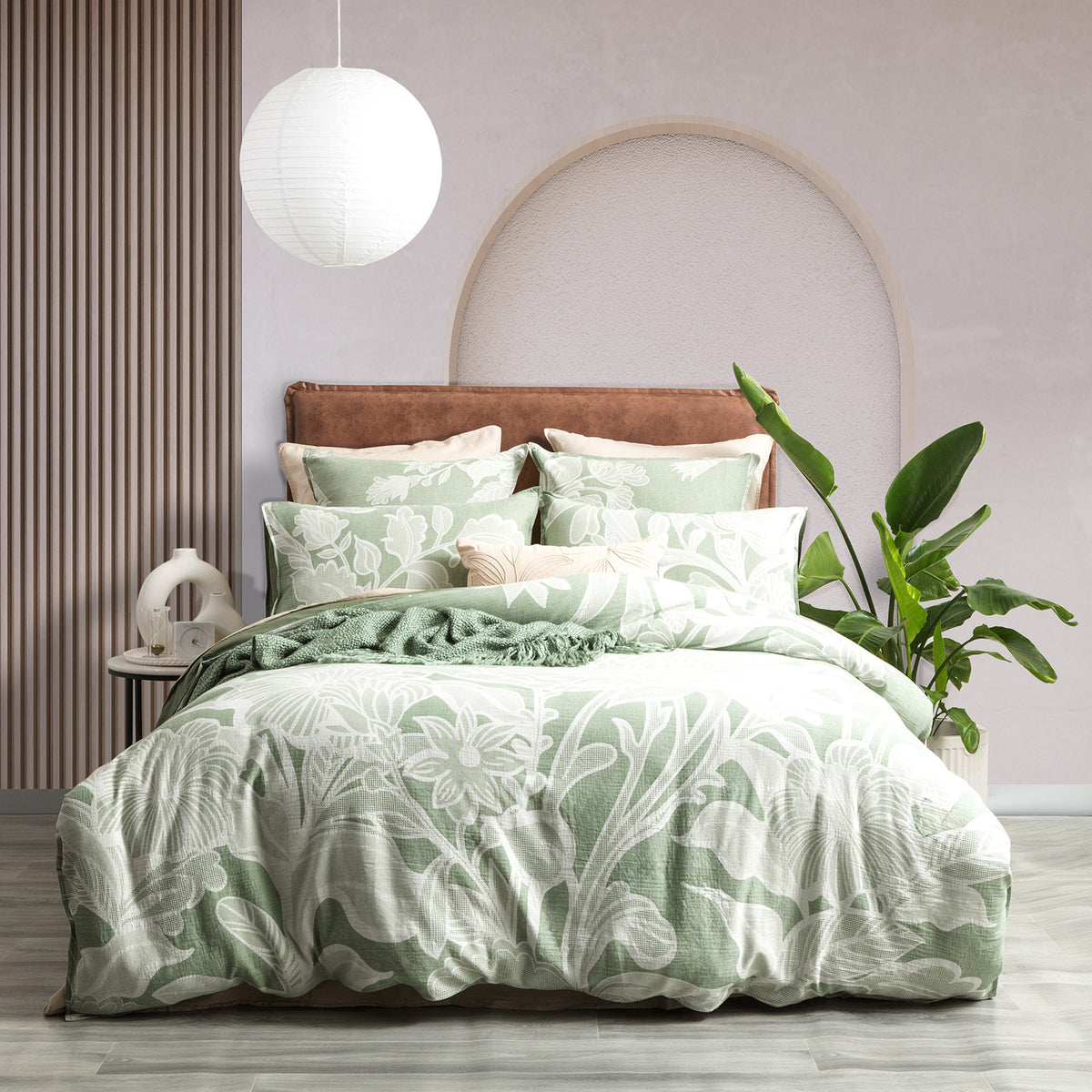 Renee Taylor Bentley Cotton Jacquard European Pillowcase 65x65cm Sage GRN