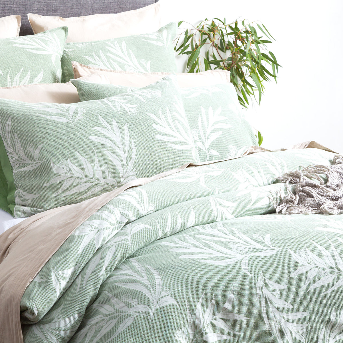 Renee Taylor Native Cotton Jacquard Double Quilt Cover Set Juniper