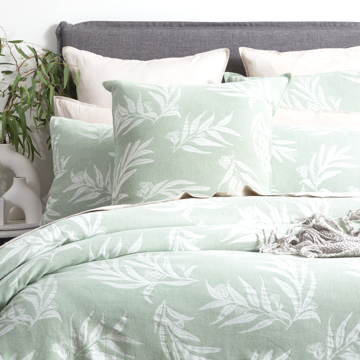 Renee Taylor Native Cotton Jacquard King Quilt Cover Set Juniper
