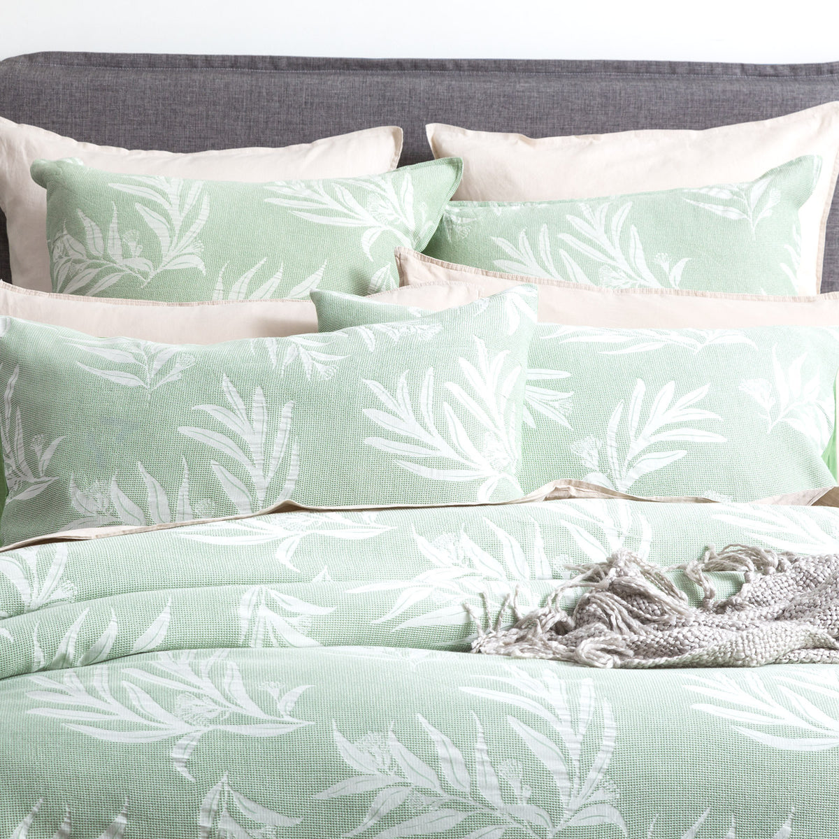Renee Taylor Native Cotton Jacquard European Pillowcase 65x65cm Juniper