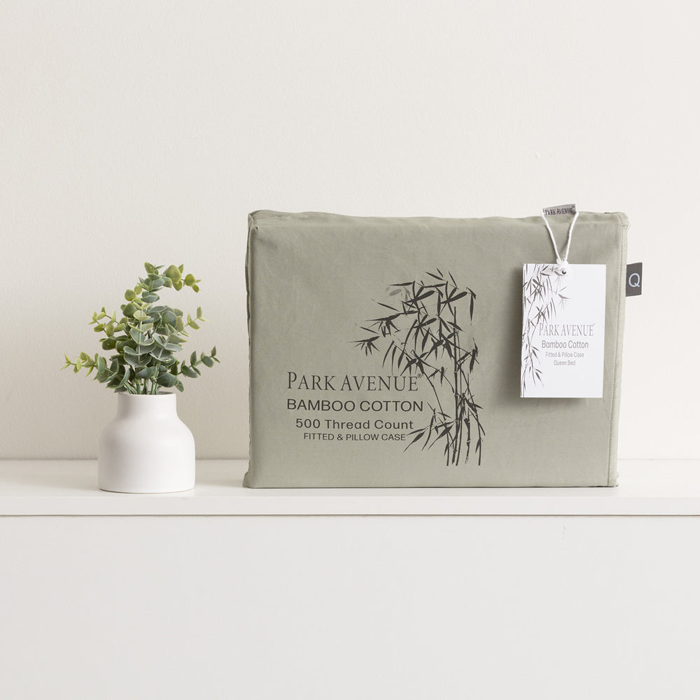 Park Avenue Queen 500TC Bamboo Cotton Sheet w/ 2x Pillowcases Jade
