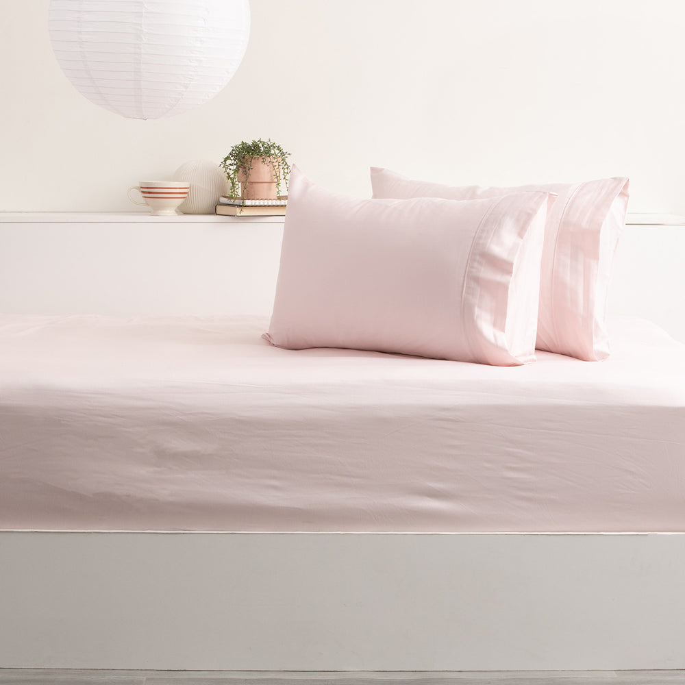 Park Avenue Single 500TC Bamboo Cotton Sheet w/ 2x Pillowcases Peach