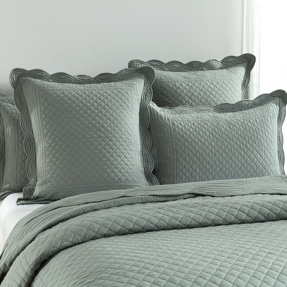Renee Taylor Scallop Jacquard 65x65cm Euro Pillowcase - Juniper