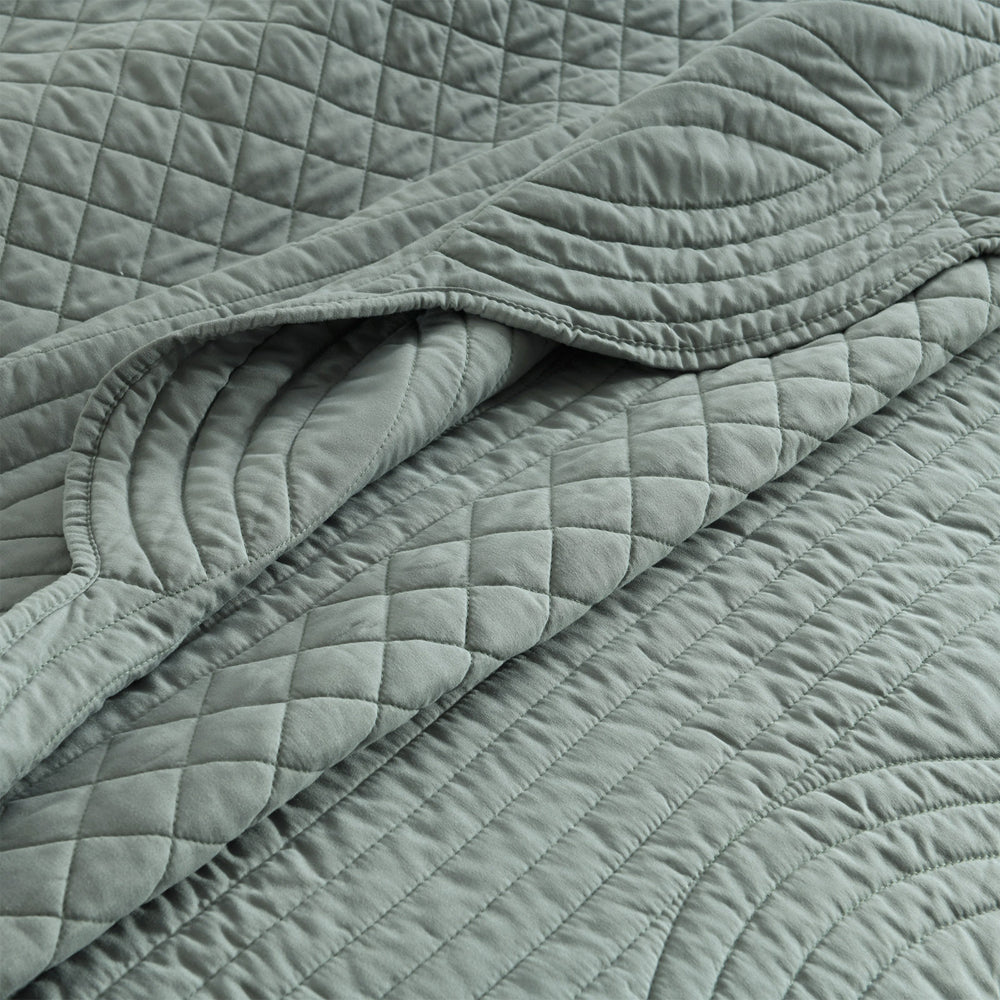 Renee Taylor Scallop Jacquard 65x65cm Euro Pillowcase - Juniper