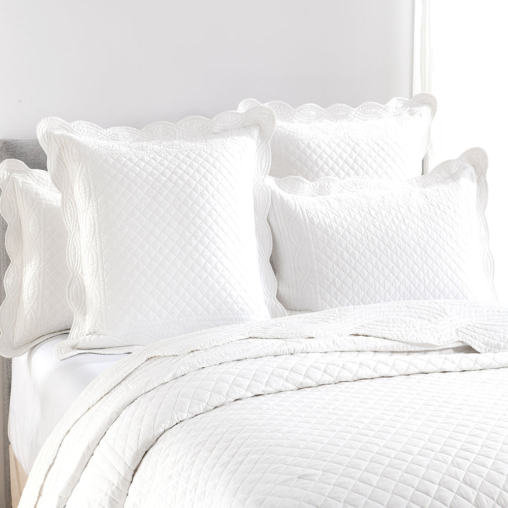 Renee Taylor Scallop Jacquard Single/Double Coverlet/2x Pillowcases Pearl