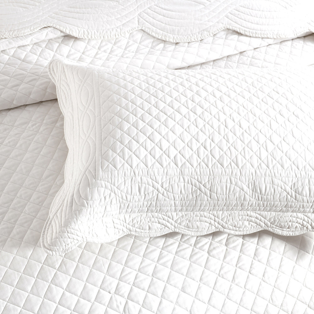 Renee Taylor Scallop Jacquard 65x65cm Euro Pillowcase - Pearl