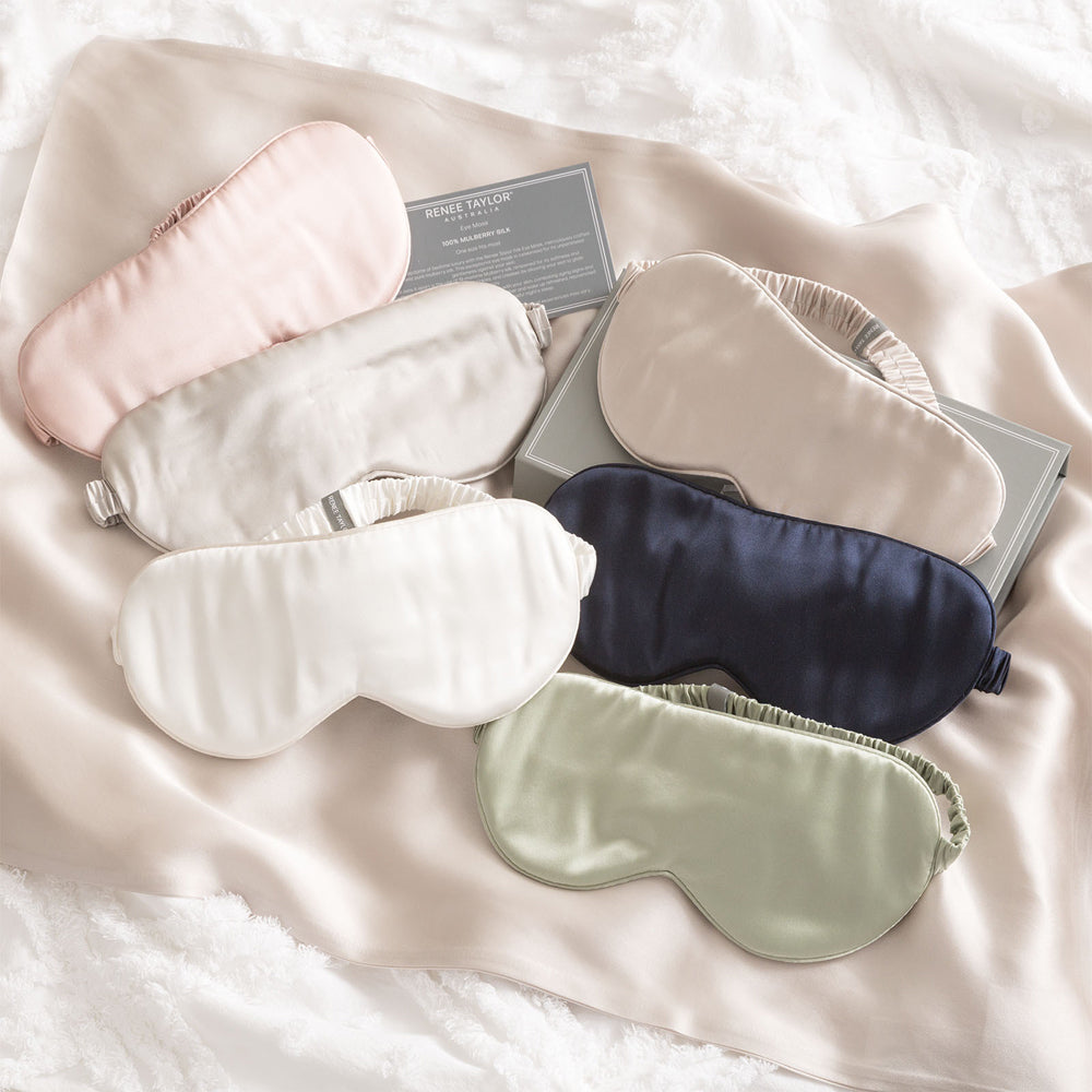 Renee Taylor Mulberry Silk Eye Mask Sleeping Shade - White