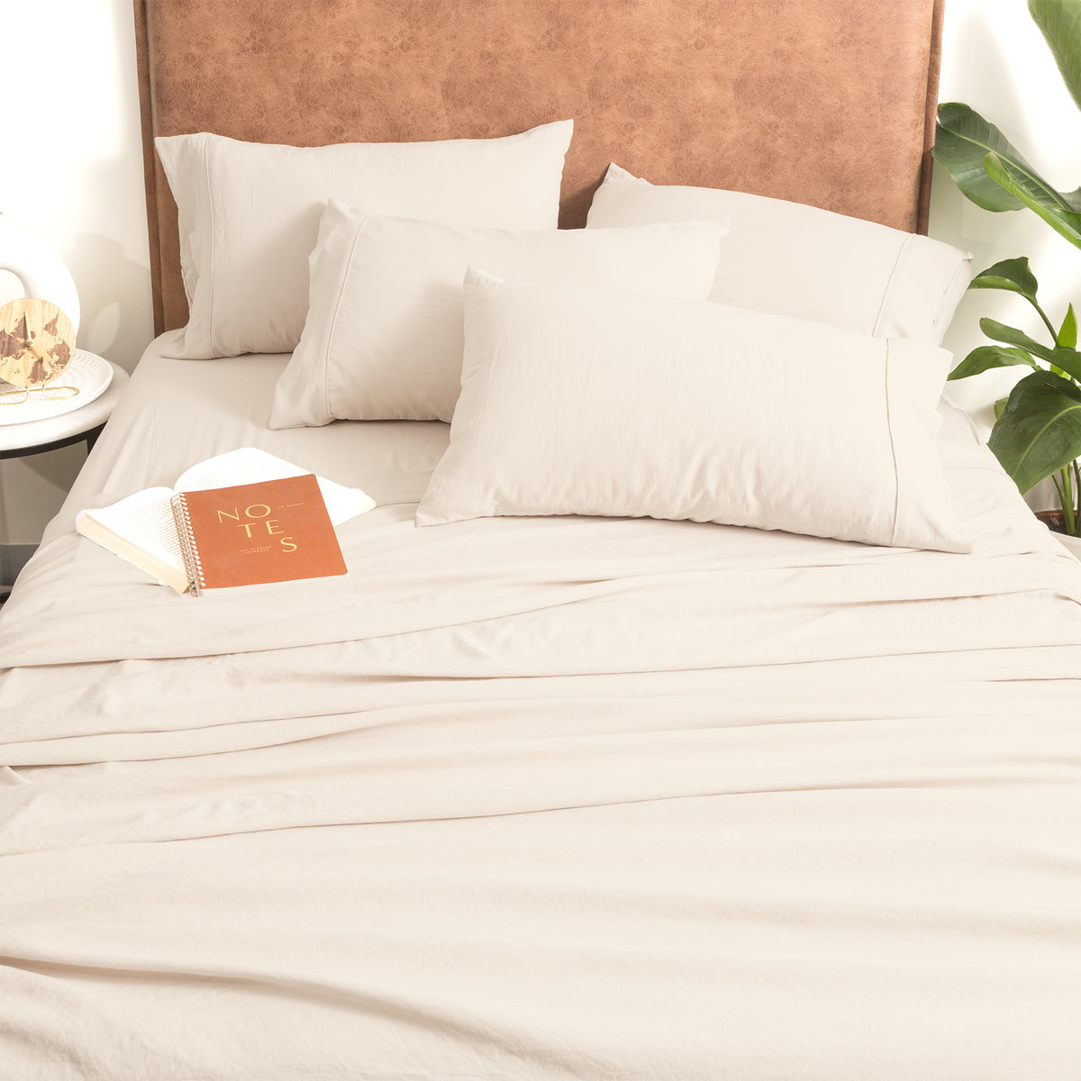 Ddecor Home Ultra Plush King Single Microfiber Sheet Set VNT Washed Sand