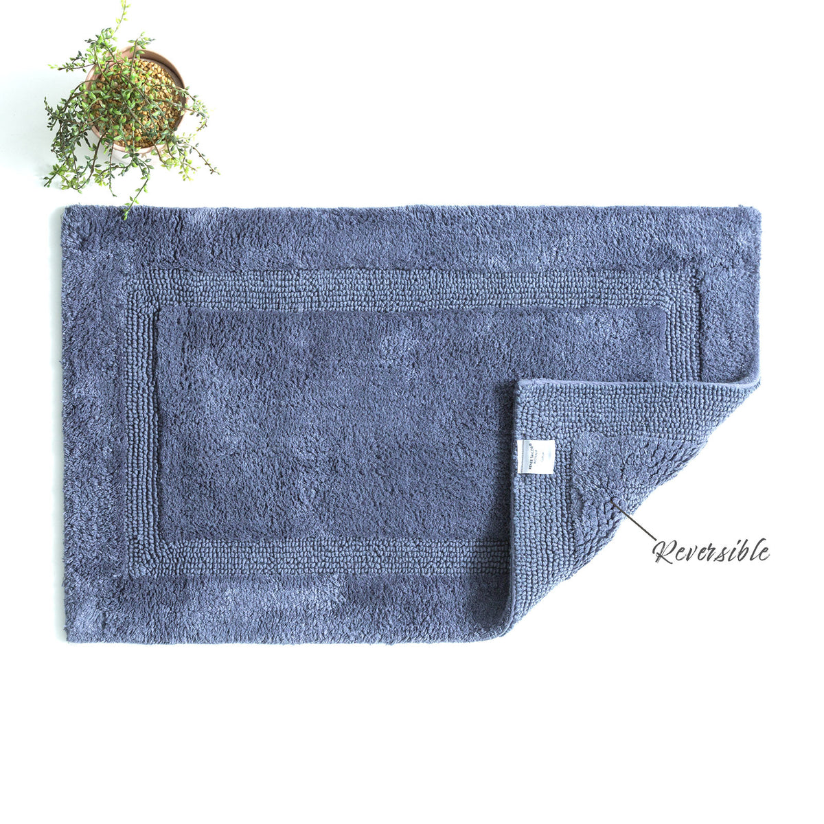 Renee Taylor Soho 80cm Cotton Bath Mat Reversible Blue