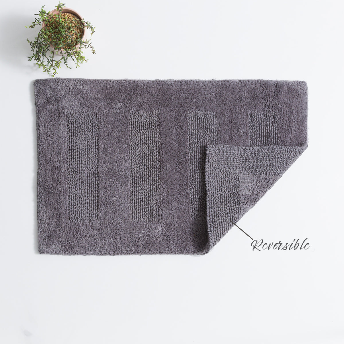 Renee Taylor Retreat 80cm Cotton Bath Mat Reversible Nickel