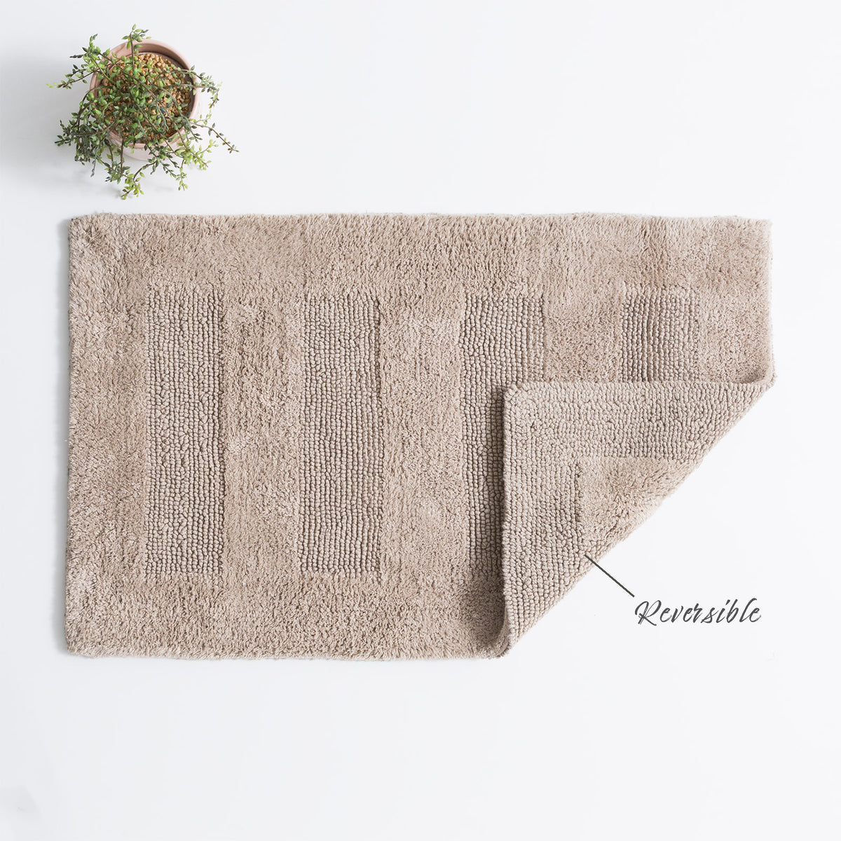 Renee Taylor Retreat 80cm Cotton Bath Mat Reversible Mocha