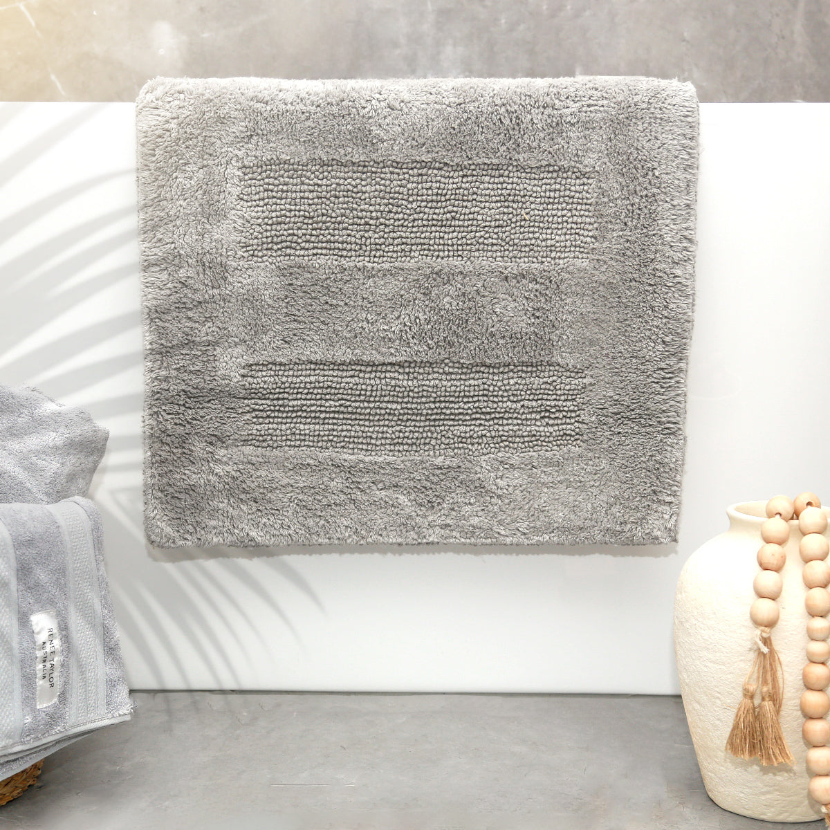 Renee Taylor Retreat 80cm Cotton Bath Mat Reversible Granite