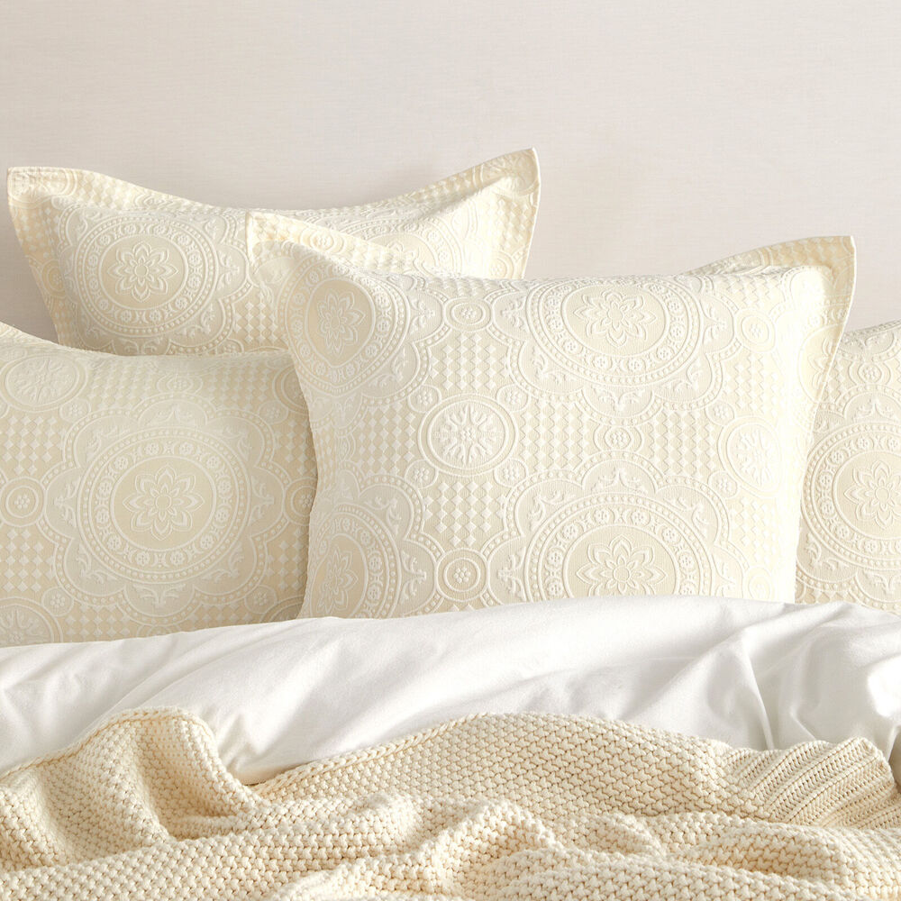 Renee Taylor Dakota Jacquard European Square Pillowcase 65x65cm Beige