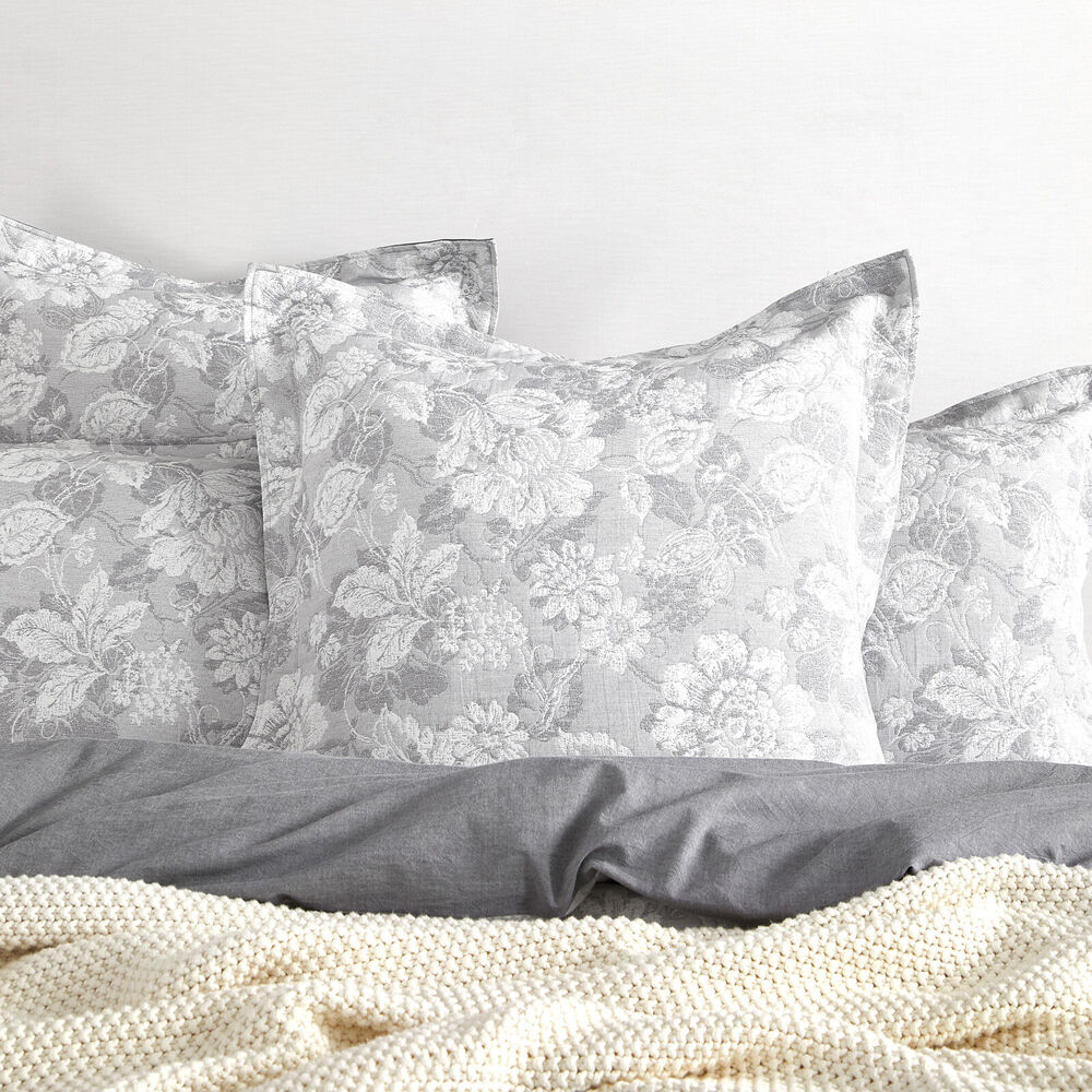 Renee Taylor Sigma Jacquard European Square Pillowcase 65x65cm Charcoal