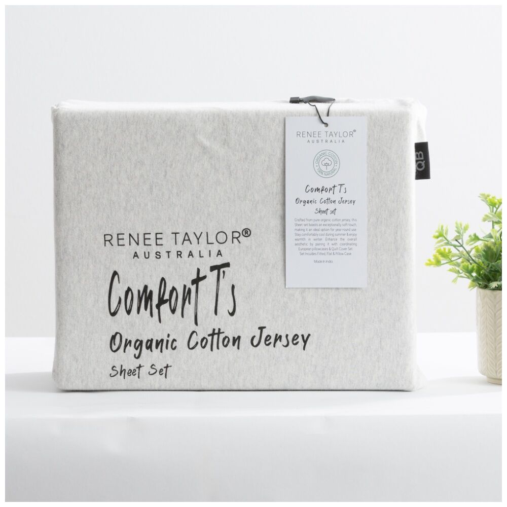 Renee Taylor Comfort T’s Organic Cotton Jersey Sheet Set Ecru
