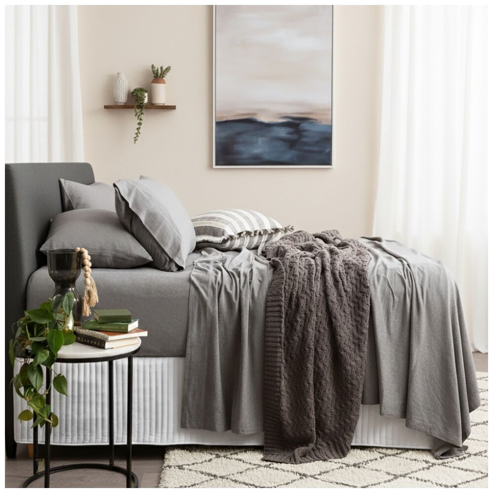 Renee Taylor Comfort T’s Organic Cotton Jersey Sheet Set Charcoal