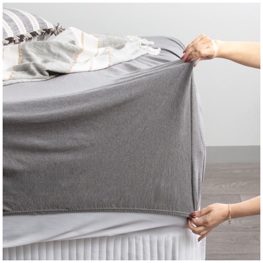 Renee Taylor Comfort T’s Organic Cotton Jersey Sheet Set Charcoal