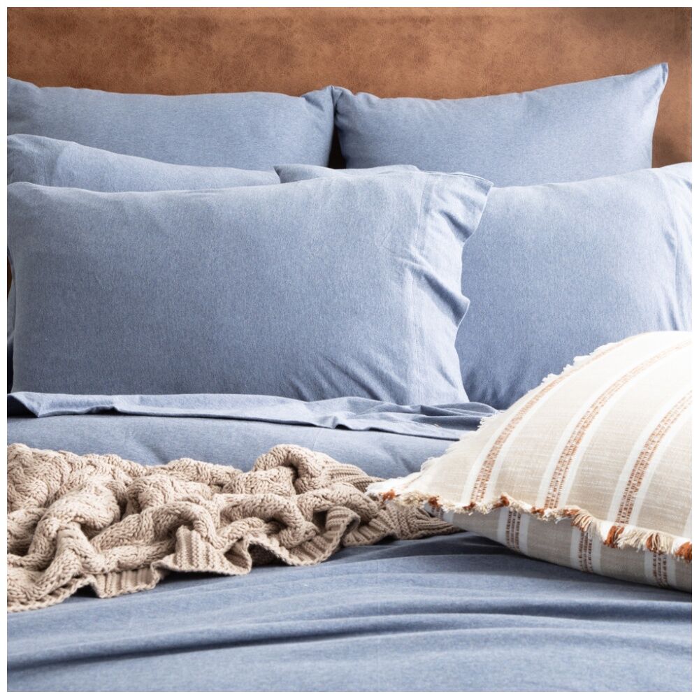 Renee Taylor Comfort T’s Organic Cotton Jersey Quilt Cover Set Ink