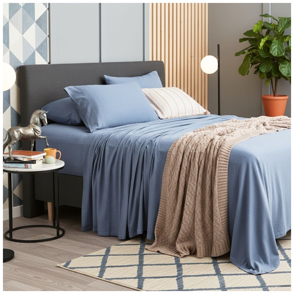 2x 2pc Renee Taylor Comfort T’s Organic Cotton Jersey Standard Pillowcase Ink