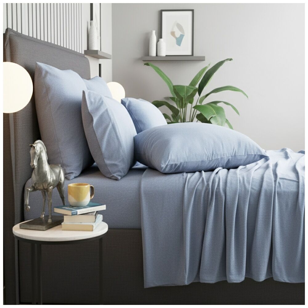 2x 2pc Renee Taylor Comfort T’s Organic Cotton Jersey Standard Pillowcase Ink