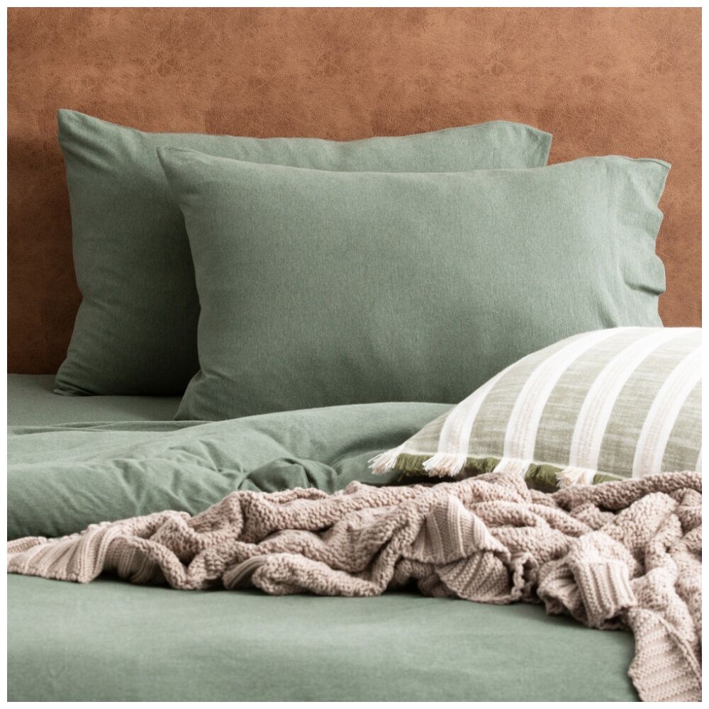 4x 2pc Renee Taylor Comfort T’s Organic Cotton Jersey Standard Pillowcase Olive