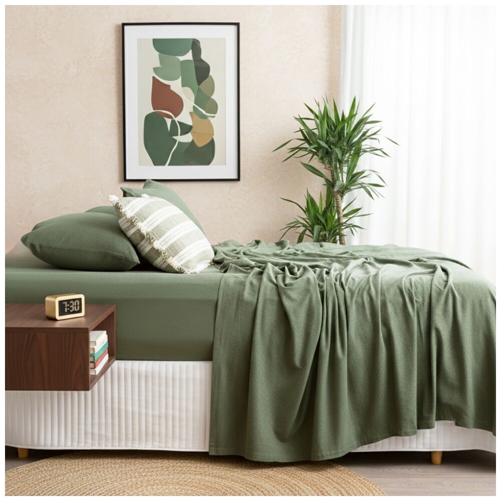 4x 2pc Renee Taylor Comfort T’s Organic Cotton Jersey Standard Pillowcase Olive