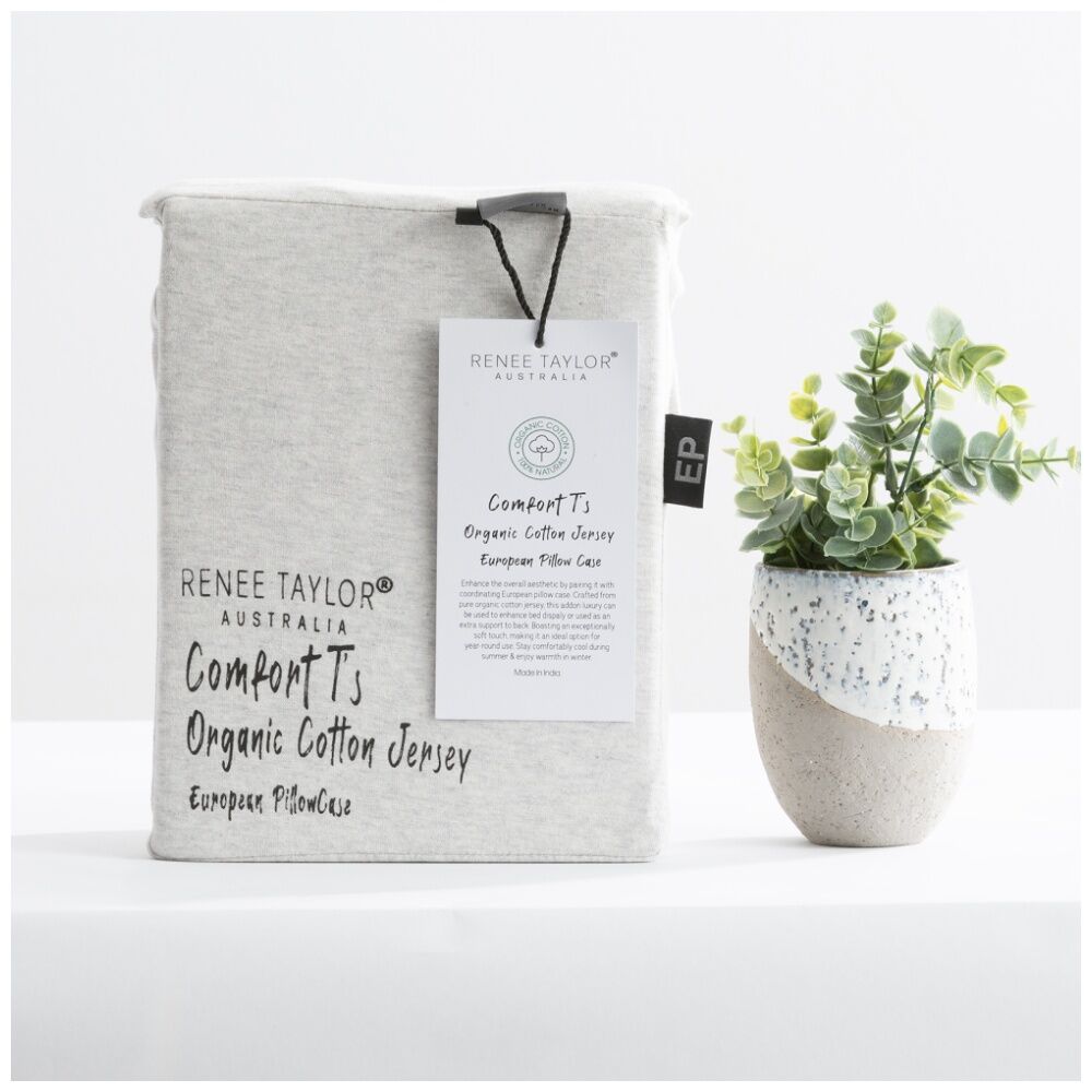 2PK Renee Taylor Comfort T’s Organic Cotton Jersey European Pillowcase Ecru