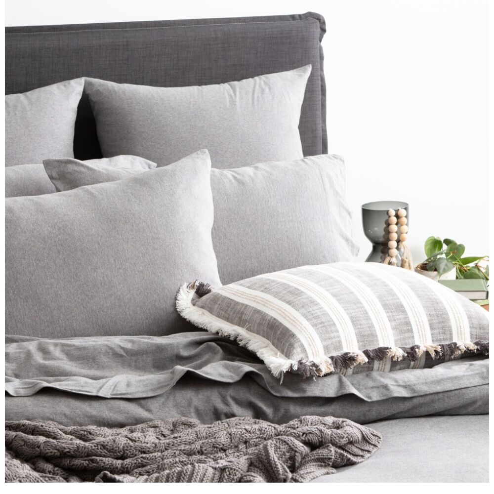 2PK Renee Taylor Comfort T’s Organic Cotton Jersey European Pillowcase Charcoal