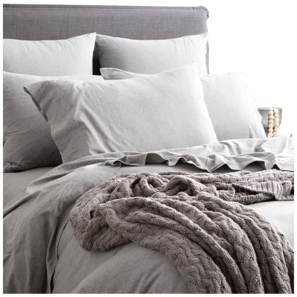 2PK Renee Taylor Comfort T’s Organic Cotton Jersey European Pillowcase Charcoal