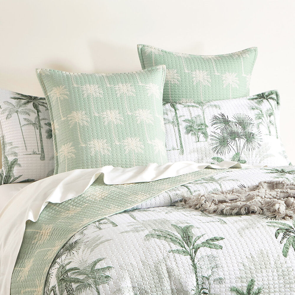 Renee Taylor Marbella Quilted Reversible Coverlet Set White/Green