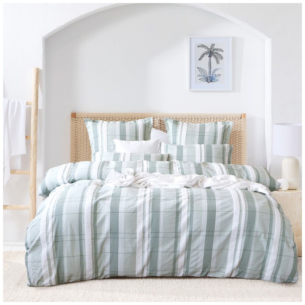 Renee Taylor Syracuse Stripe European Pillowcase Sage Green & White