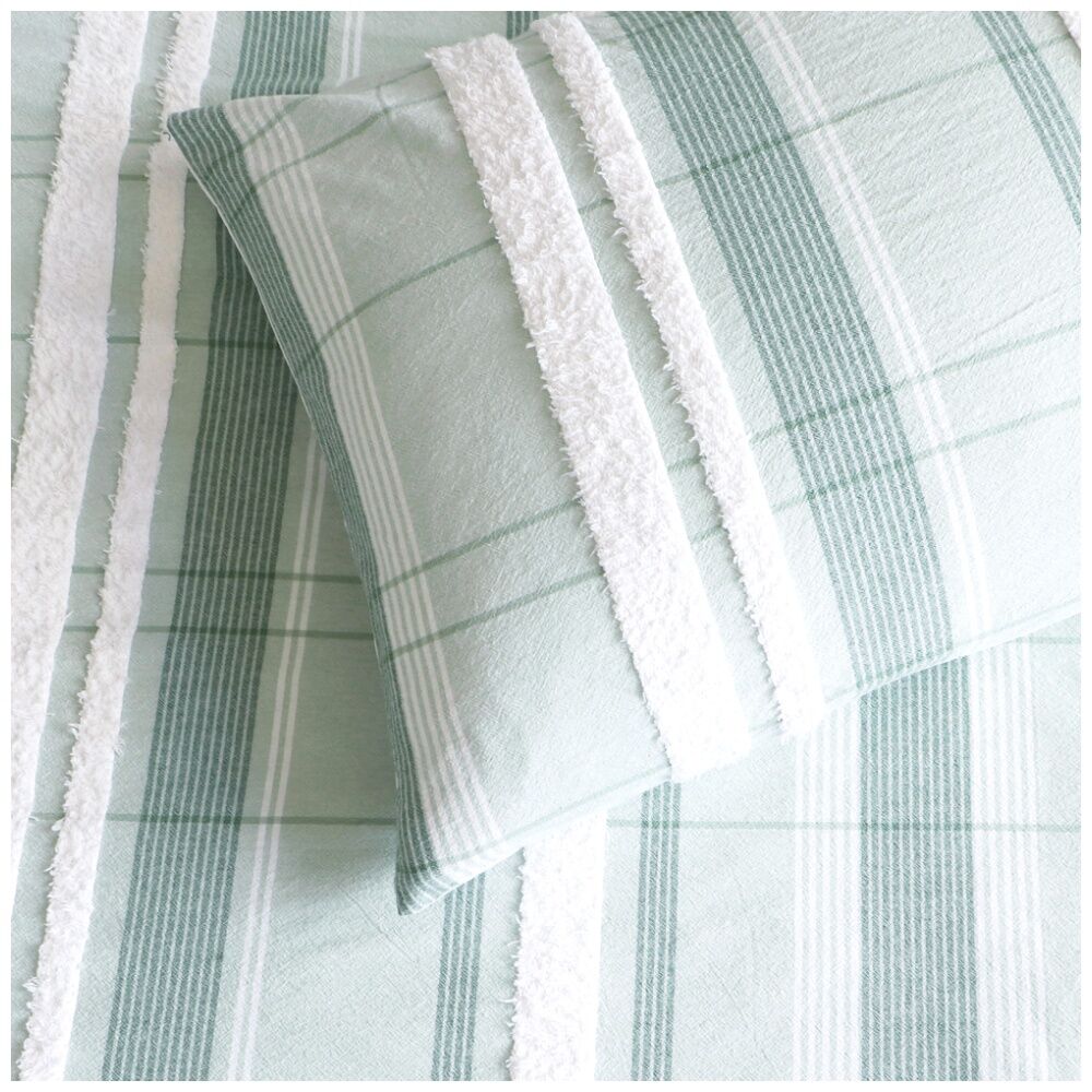 Renee Taylor Syracuse Stripe European Pillowcase Sage Green & White