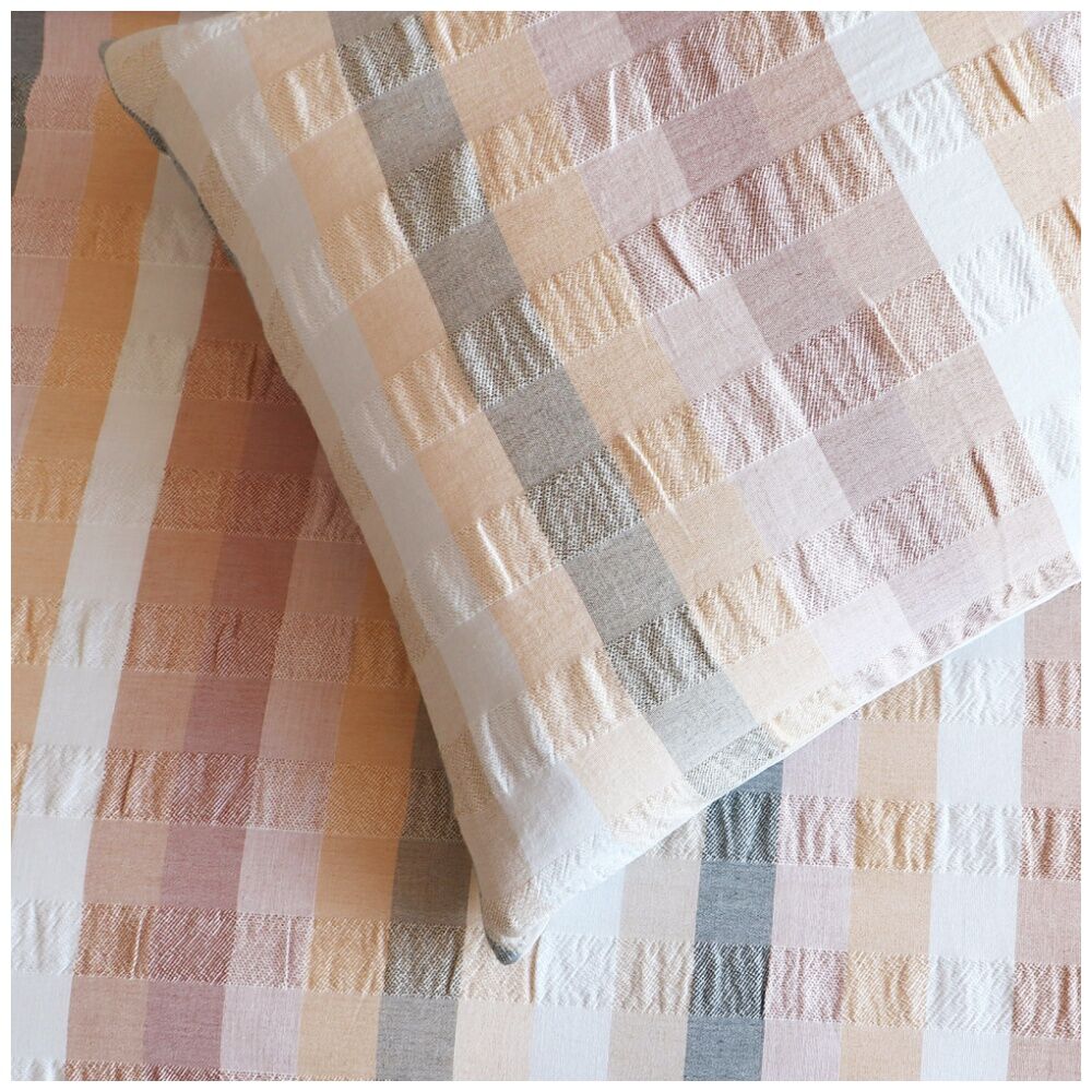 Renee Taylor Layla 100% Cotton Seersucker European Pillowcase Pink Clay & White