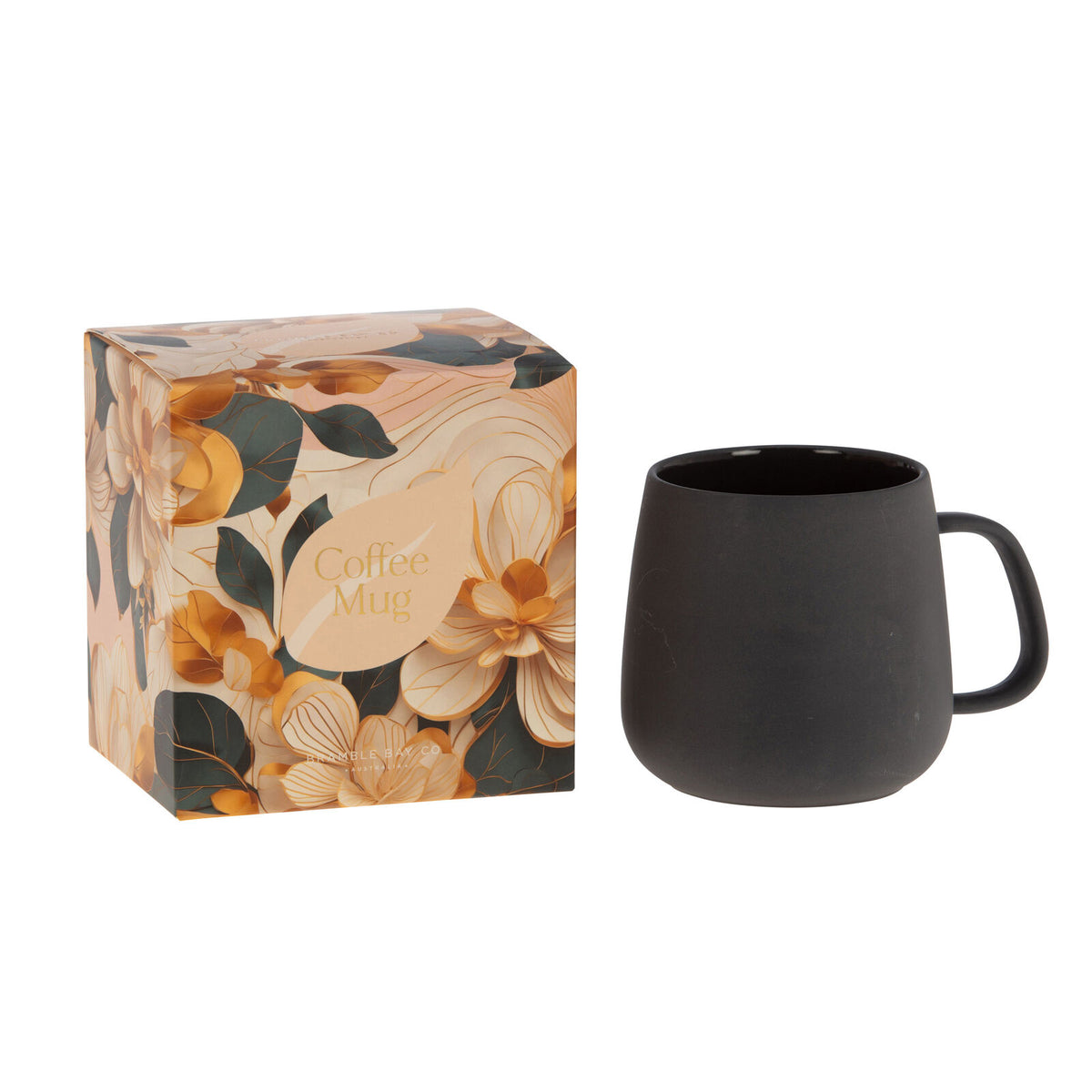 4PK Bramble Bay Summer Blooms Ceramic Everyday Kitchen Coffee Mug Charcoal