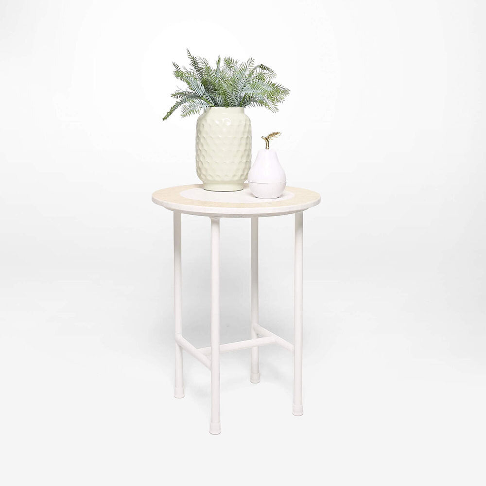 Rayell Marble Side Table Printed Moroccan Magic Blush Marble/White Legs 40x50cm