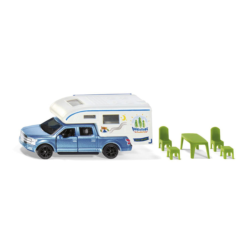 2PK Siku 1693 Diecast Ford F150 Pick-Up Camper Kids 99mm Toy 3y+