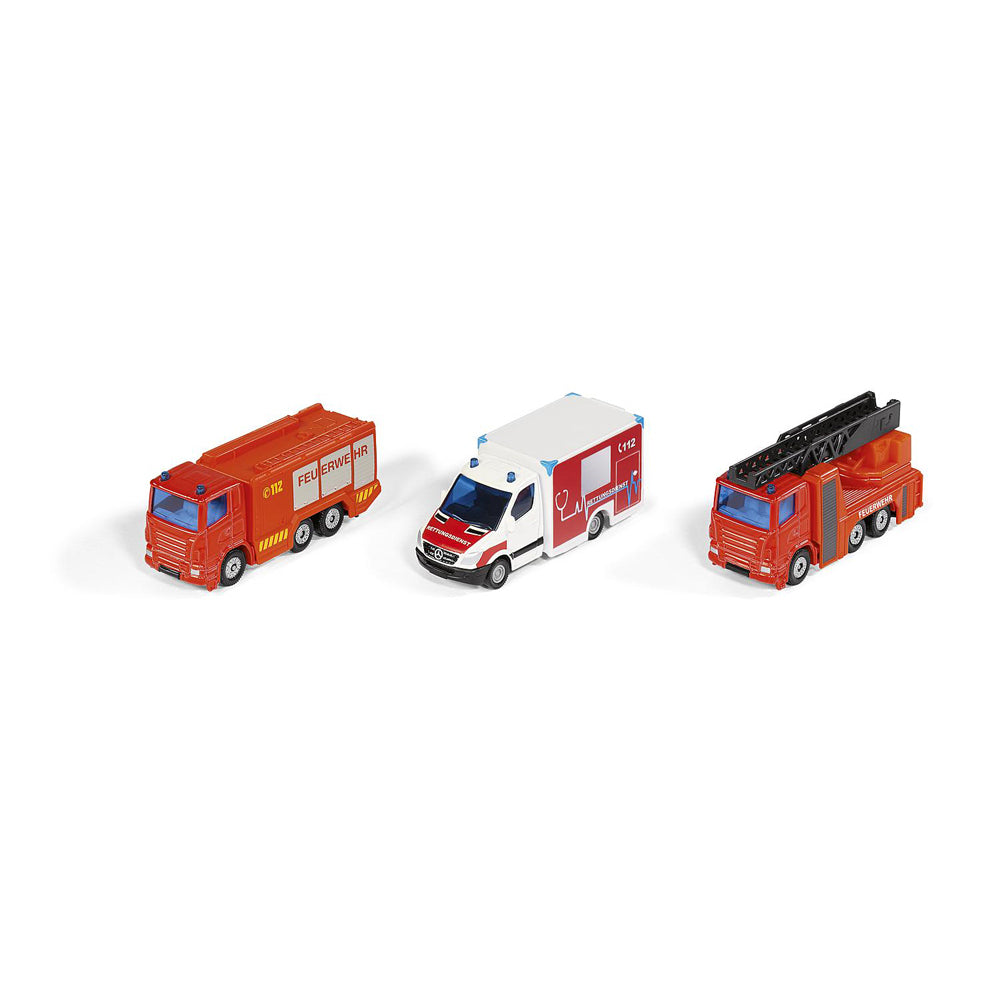 3pc Siku 6326 Fire Emergency Response Vehicle Set Toy 3y+