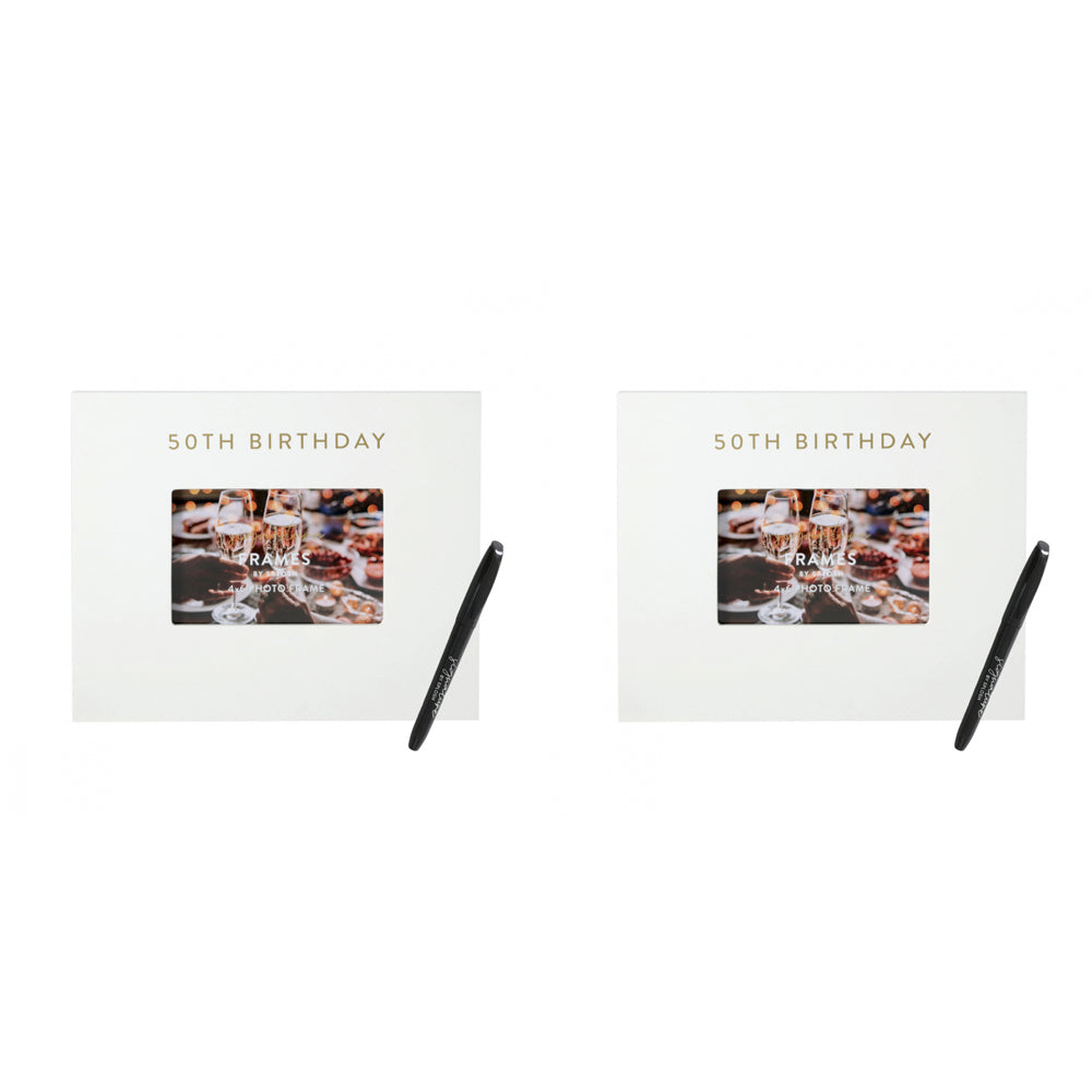 2PK Splosh 50th Birthday Signature Frame w/ Marker 27.5x23cm - White