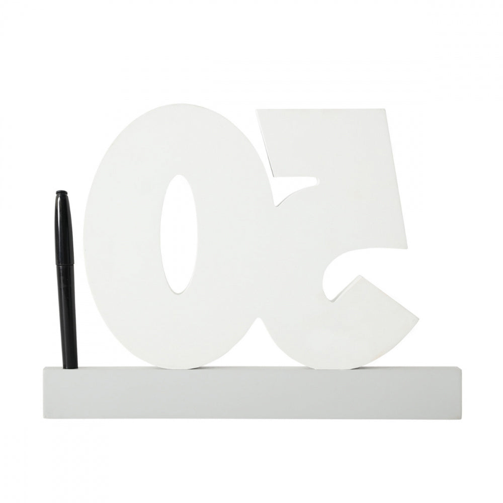 2PK Splosh 50th Birthday Wooden Signature Number w/ Marker 29x21cm - White