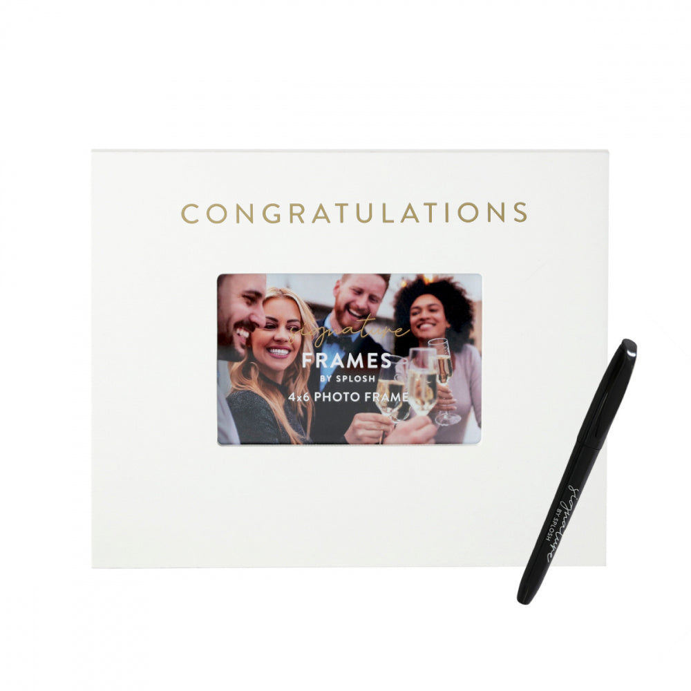 2PK Splosh Congratulations Signature Frame w/ Marker 27.5x23cm - White