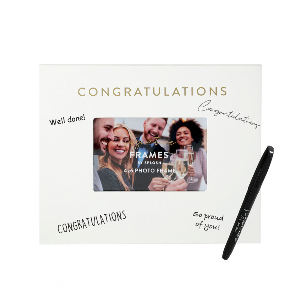 2PK Splosh Congratulations Signature Frame w/ Marker 27.5x23cm - White
