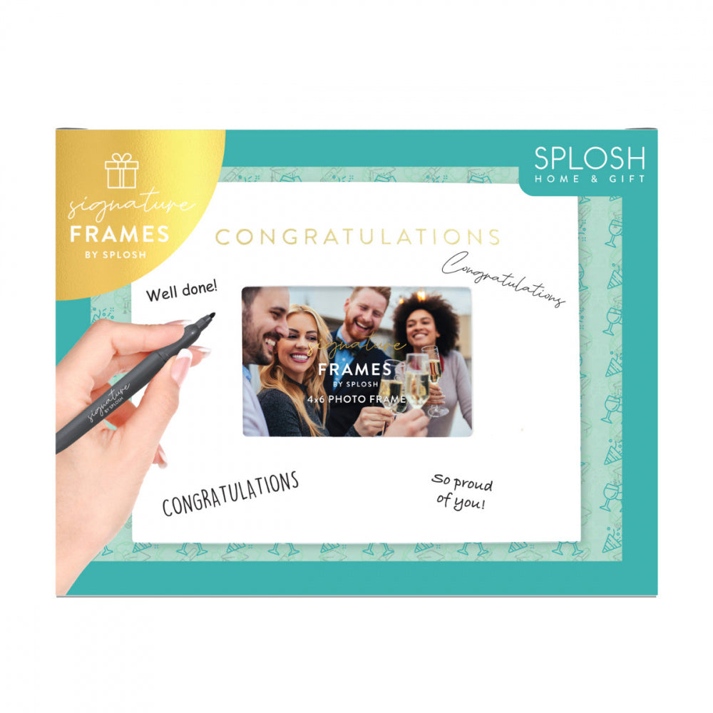 2PK Splosh Congratulations Signature Frame w/ Marker 27.5x23cm - White